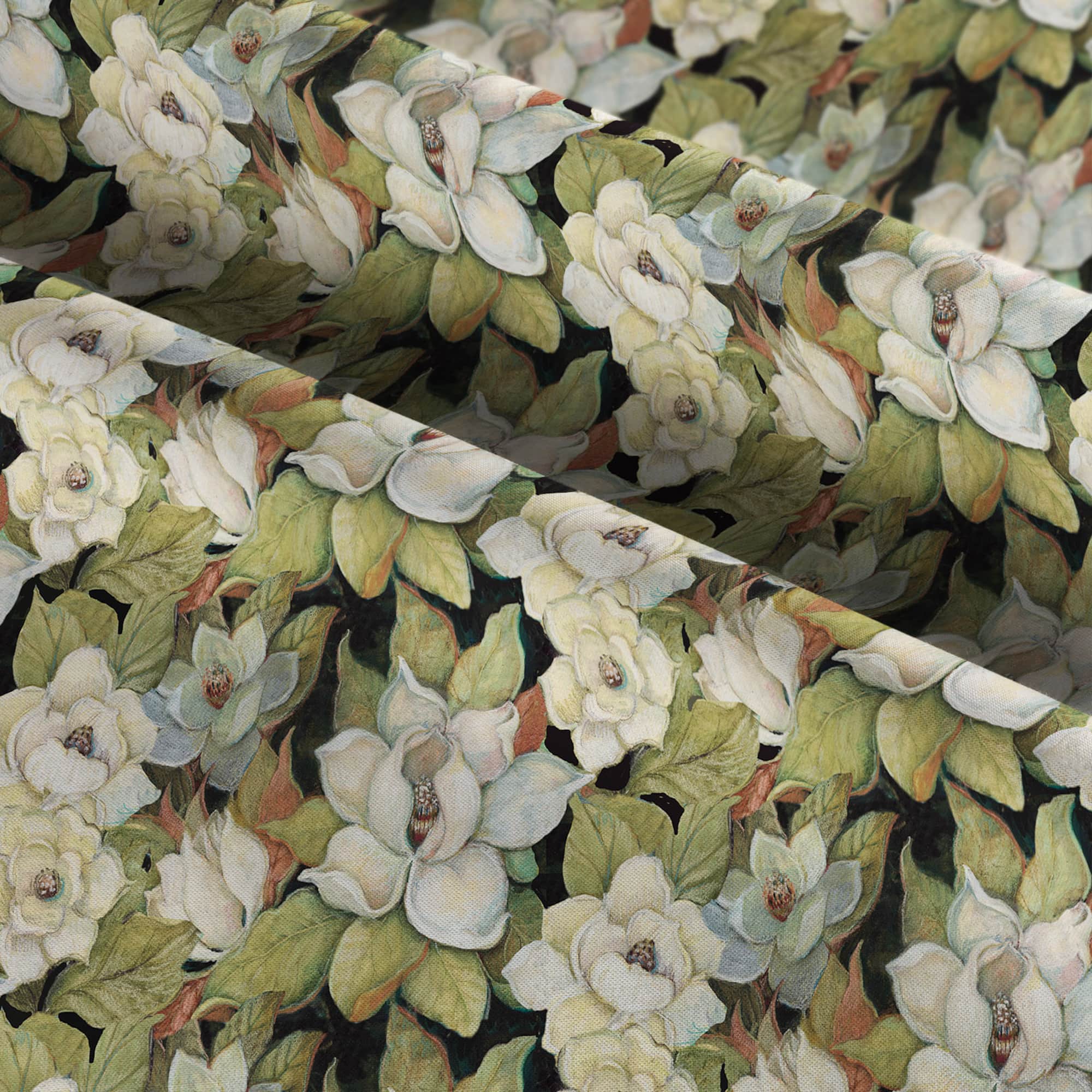 Springs Creative Black Iridescent Magnolia Cotton Fabric